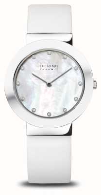 Bering Ceramic Women's (38mm) Mother-Of-Pearl Dial / White Leather Strap 11435-604