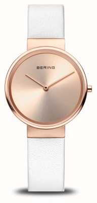 Bering Women's Classic (31mm) Rose Gold Dial / White Leather Strap 14531-266