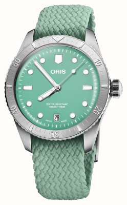 ORIS Divers Sixty-Five Cotton Candy Automatic (38mm) Green Dial / Recycled Textile Strap 01 733 7771 4057-07 3 19 03S