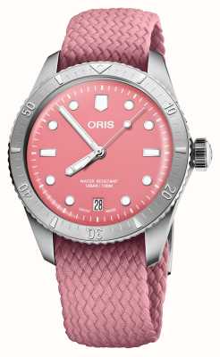 ORIS Divers Sixty-Five Cotton Candy Automatic (38mm) Pink Dial / Recycled Textile Strap 01 733 7771 4058-07 3 19 04S