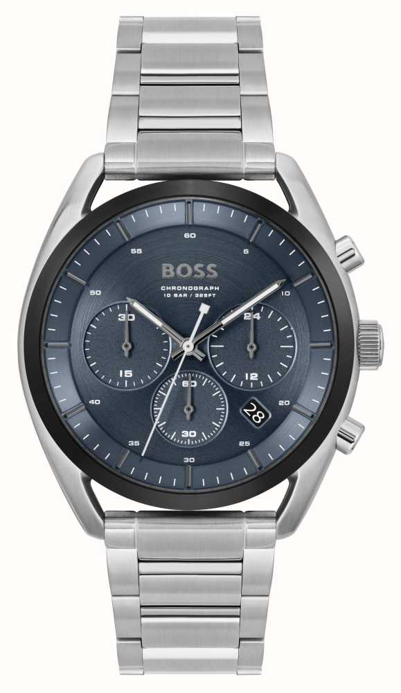 BOSS Top (44mm) Dark Dial / Bracelet Class Watches™ - First Steel Stainless Blue 1514093