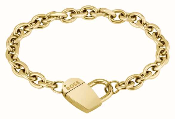 BOSS Jewellery Dinya Yellow Gold Effect Bracelet With Magnetic Monogrammed Heart 1580419