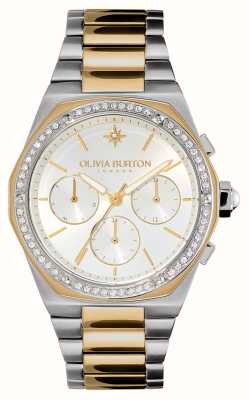 Olivia Burton Hexa Multifunction Silver Chronograph Dial / Two-Tone Stainless Steel Bracelet 24000100