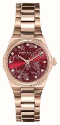 Olivia Burton Mini Hexa (28mm) Red Dial / Rose Gold Stainless Steel Bracelet 24000106