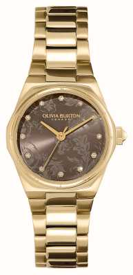 Olivia Burton Mini Hexa (28mm) Brown Dial / Gold Stainless Steel Bracelet 24000107