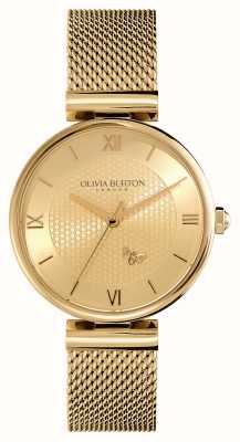 Olivia Burton Minima Bee (36mm) Gold Dial / Gold Steel Mesh Bracelet 24000096