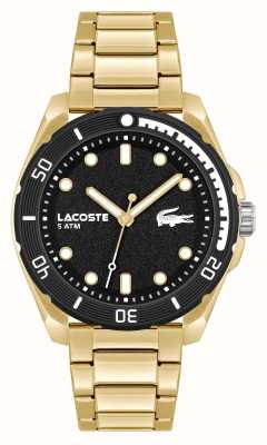 Lacoste Men's Finn (44mm) Black Dial / Gold-Tone Stainless Steel Bracelet 2011287