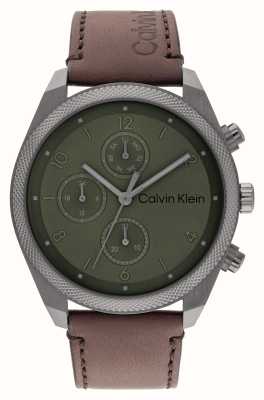 Calvin Klein Impact Men's (44mm) Green Dial / Brown Leather Strap 25200363