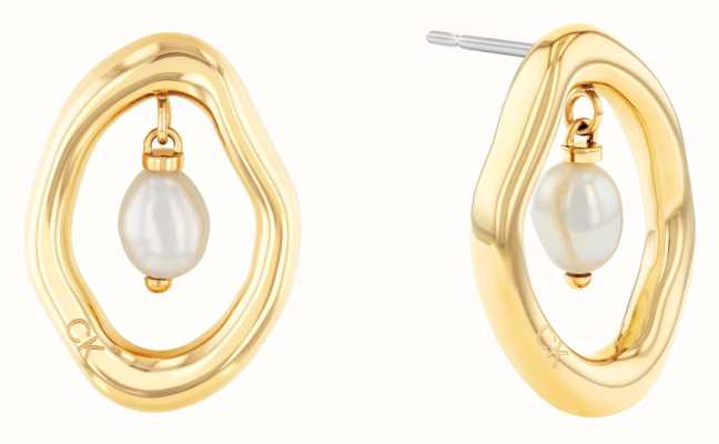 Calvin Klein Women's Edgy Pearls Gold-Tone Stainless Steel Faux Pearl Earrings 35000562