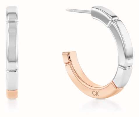 Calvin Klein Women's Soft Squares Earrings Two Tone Rose Gold Stainless Steel 35000457