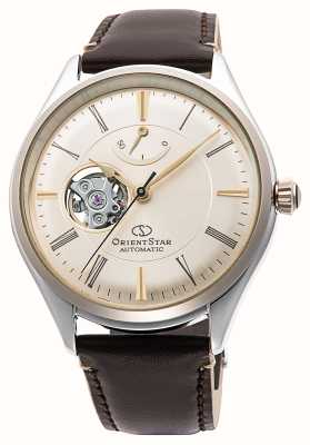 Orient Star Classic Semi-Skeleton Mechanical (40mm) Cream Dial / Brown Leather RE-AT0201G00B