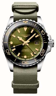 LONGINES HydroConquest GMT (41mm) Sunray Green Dial / Green NATO Strap L37904062