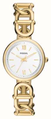 Fossil Carlie (30mm) White Dial / Gold-Tone Stainless Steel Chain Bracelet ES5272