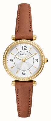 Fossil Carlie (28mm) Silver Dial / Brown Leather Strap ES5297