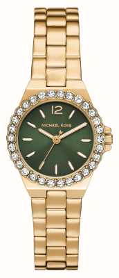 Michael Kors Lennox (30mm) Green Dial / Gold-Tone Stainless Steel Bracelet MK7395