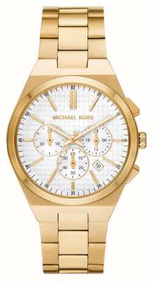 Michael Kors Lennox (41mm) White Chronograph Dial / Gold-Tone Stainless Steel Bracelet MK9120
