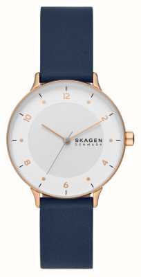 Skagen Riis (36mm) White Dial / Blue Leather Strap SKW3090