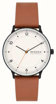 Skagen Riis (40mm) White Dial / Brown Leather Strap SKW6883