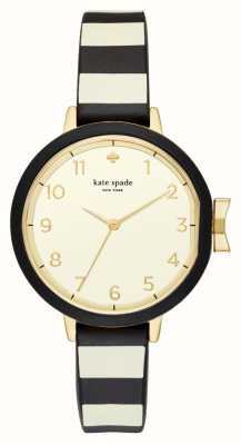 Kate Spade Park Row (34mm) Cream Dial / Black and White Striped Silicone Strap KSW1313