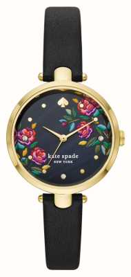 Kate Spade Holland (34mm) Black Floral Dial / Black Leather Strap KSW1769