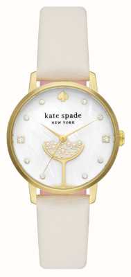 Kate Spade Metro (34mm) Mother-of-Pearl Dial / White Leather Strap KSW1779