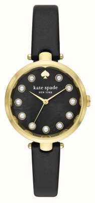 Kate Spade Holland (34mm) Black Pearl Dial / Black Leather Strap KSW1808