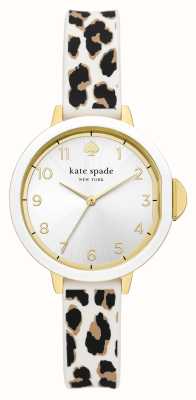 Kate Spade Park Row (34mm) Silver Dial / Leopard Print White Silicone Strap KSW1811