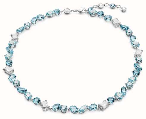 Swarovski Gema Necklace Rhodium Plated Blue and White Crystals 5666007