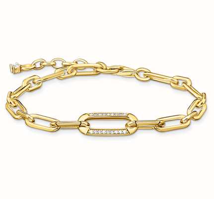 Thomas Sabo Yellow Gold Plated Anchor Elements And Zirconia Link Bracelet A2032-414-14-L19V