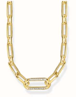 Thomas Sabo Anchor Element White Zirconia Yellow Gold Plated Link  Necklace KE2110-414-14-L45V