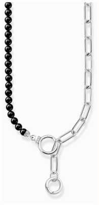 Thomas Sabo Silver Chain Black Onyx Bead Necklace White Zirconia KE2193-0217-11-L47