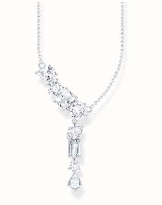 Thomas Sabo Ladies Y Shape Silver Necklace With Eight White Stone Zirconia KE2194-051-14-L45V
