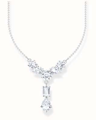 Thomas Sabo Ladies Y Shape Silver Necklace with Seven white Zirconia Stones KE2195-051-14-L45V