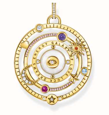 Thomas Sabo Ladies Half Ball And Colourful Stones Yellow Gold Plated Pendant PE957-565-7