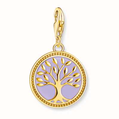 Thomas Sabo Yellow Gold Plated Violet Cold Enamel Tree Of Love Charm 2035-427-13