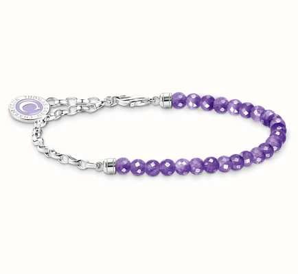 Thomas Sabo Silver Violet Imitation Amethyst Bead Members Charm Bracelet A2130-007-13-L15V