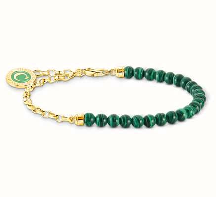 Thomas Sabo Yellow Gold Plated Green Beads Members Charm Bracelet A2130-140-6-L15V