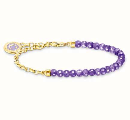Thomas Sabo Yellow Gold Plated Violet Bead Members Charms Bracelet A2130-427-13-L15V