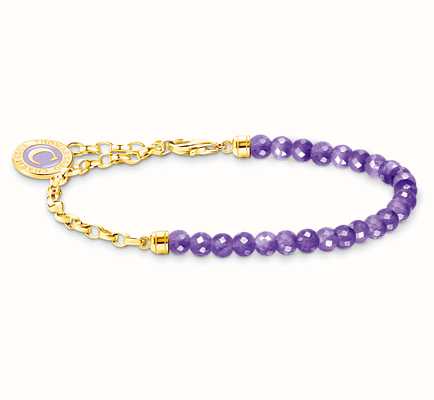 Thomas Sabo Yellow Gold Plated Violet Bead Members Charm Bracelet A2130-427-13-L19V