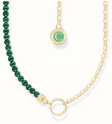Thomas Sabo Green Beads Imitation Yellow Gold Plated Members Charm Necklace KE2190-140-6-L45V