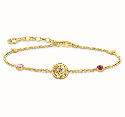 Thomas Sabo Various Coloured Stones Yellow Gold Plated Sun Coin Bracelet A2132-995-7-L19V
