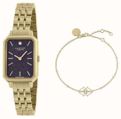 Radley Selby (20mm) Gold Plated Genuine Diamond Rectangular Watch And Bracelet Set RY4632-SET