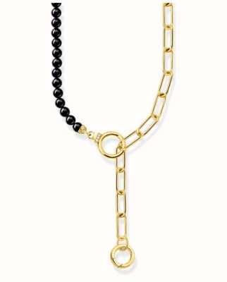 Thomas Sabo Sterling Silver Gold Plated Onyx Beads Zirconia Necklace KE2193-177-11-L47V