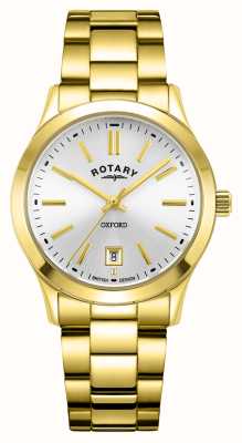 Rotary Women's Oxford (30mm) Silver Dial / Gold-Tone Stainless Steel Bracelet LB05523/06