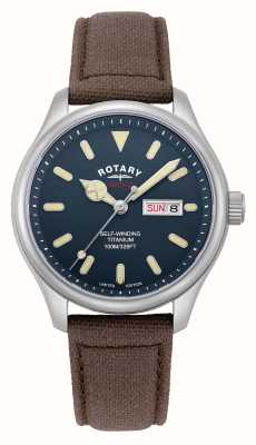 Rotary RW 1895 Heritage Automatic Limited Edition (40mm) Steel Blue Dial / Brown Woven Nylon Strap GS05249/05