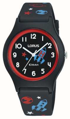 Lorus Kid's Outer-Space 100m (34mm) Black Dial / Black Silicone RRX43HX9