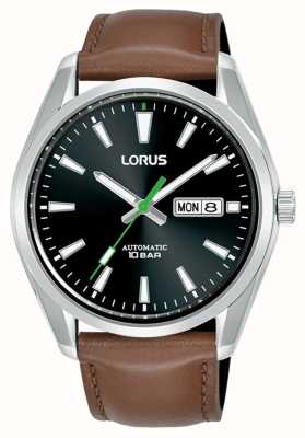 Lorus Classic Automatic Day/Date 100m (42.5mm) Black Sunray Dial / Brown Leather RL457BX9