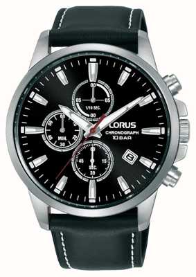 Lorus Sports Quartz Chronograph 100m (42mm) Black Sunray Dial / Black Leather RM387HX9