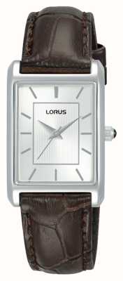 Lorus Rectangular Quartz (22mm) White Sunray Dial / Brown Leather RG289VX9
