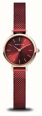 Bering Women's Classic (22mm) Red Dial / Red Stainless Steel Mesh Bracelet 11022-363